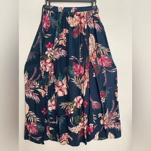 Patrons of Peace Tropical Floral Maxi Skirt with Belt – Dark Green